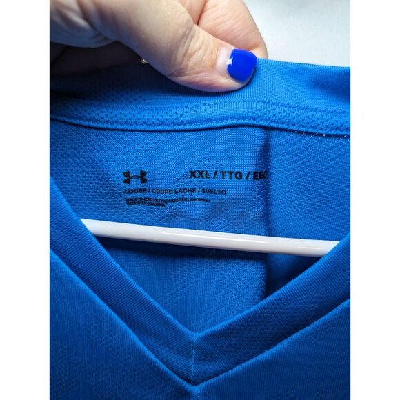 Under Armour Men's Size XXL Heat gear Blue Short Sleeve Shirt - Picture 7 of 14